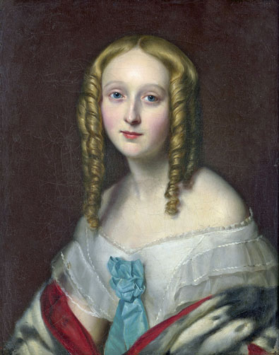 Oesterley-Carl-Wilhelm-Friedrich-Portrait-Baronin-Louise-Auguste-Charlotte-von-Adelebsen-Portrait-kaufen-S-Bohm-Antiquitaeten-xl